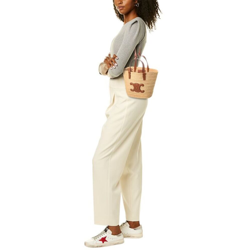 Celine Teen Supple Classic Panier Raffia & Leather Tote, Beige - Picture 4 of 4